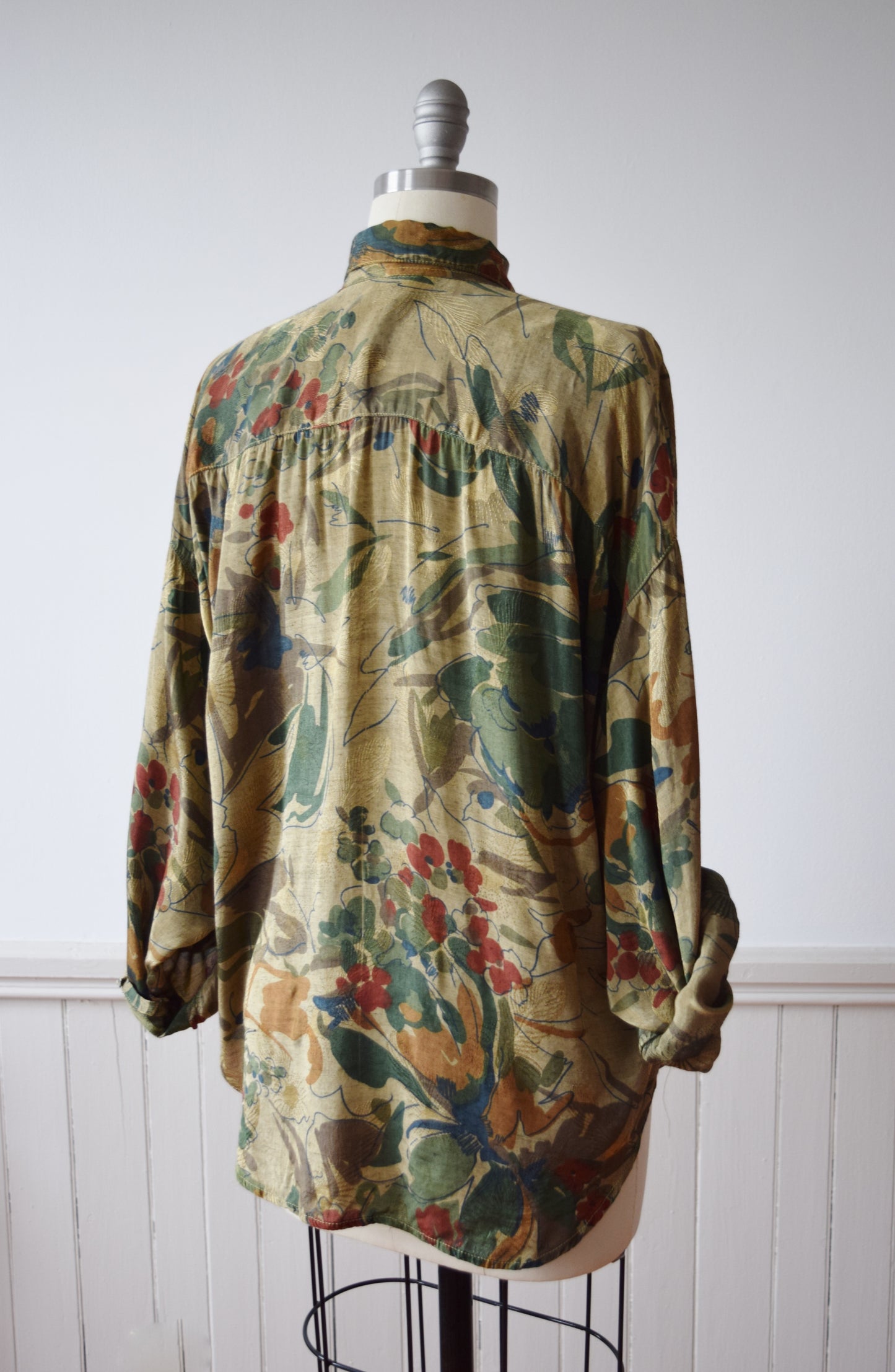 Golden Abstract Floral Top | 1980s | M