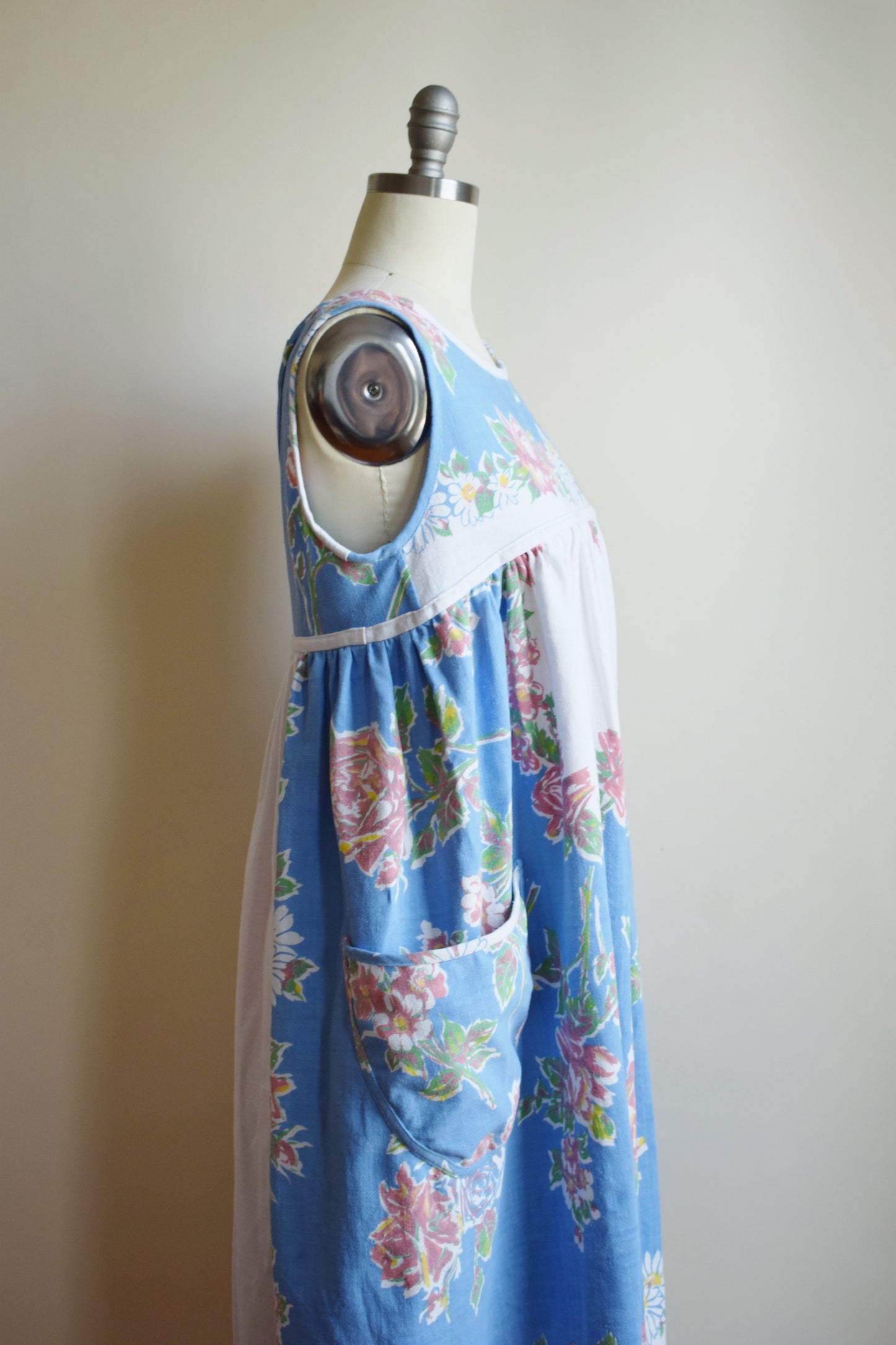 Vintage Upcycled Floral Tablecloth Dress | M