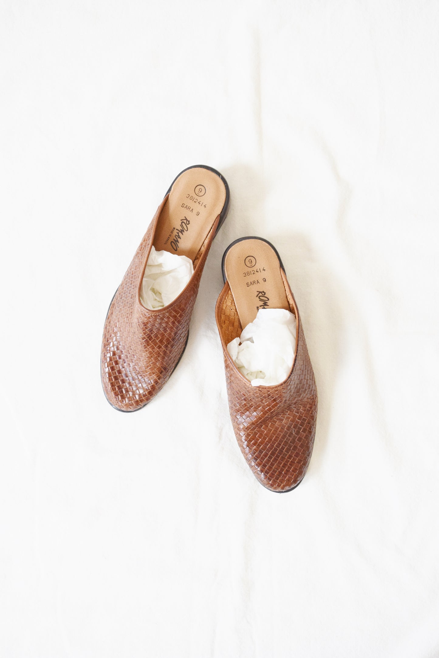 Vintage Woven Leather Mules | 1990s Mules | US 9 EU 40