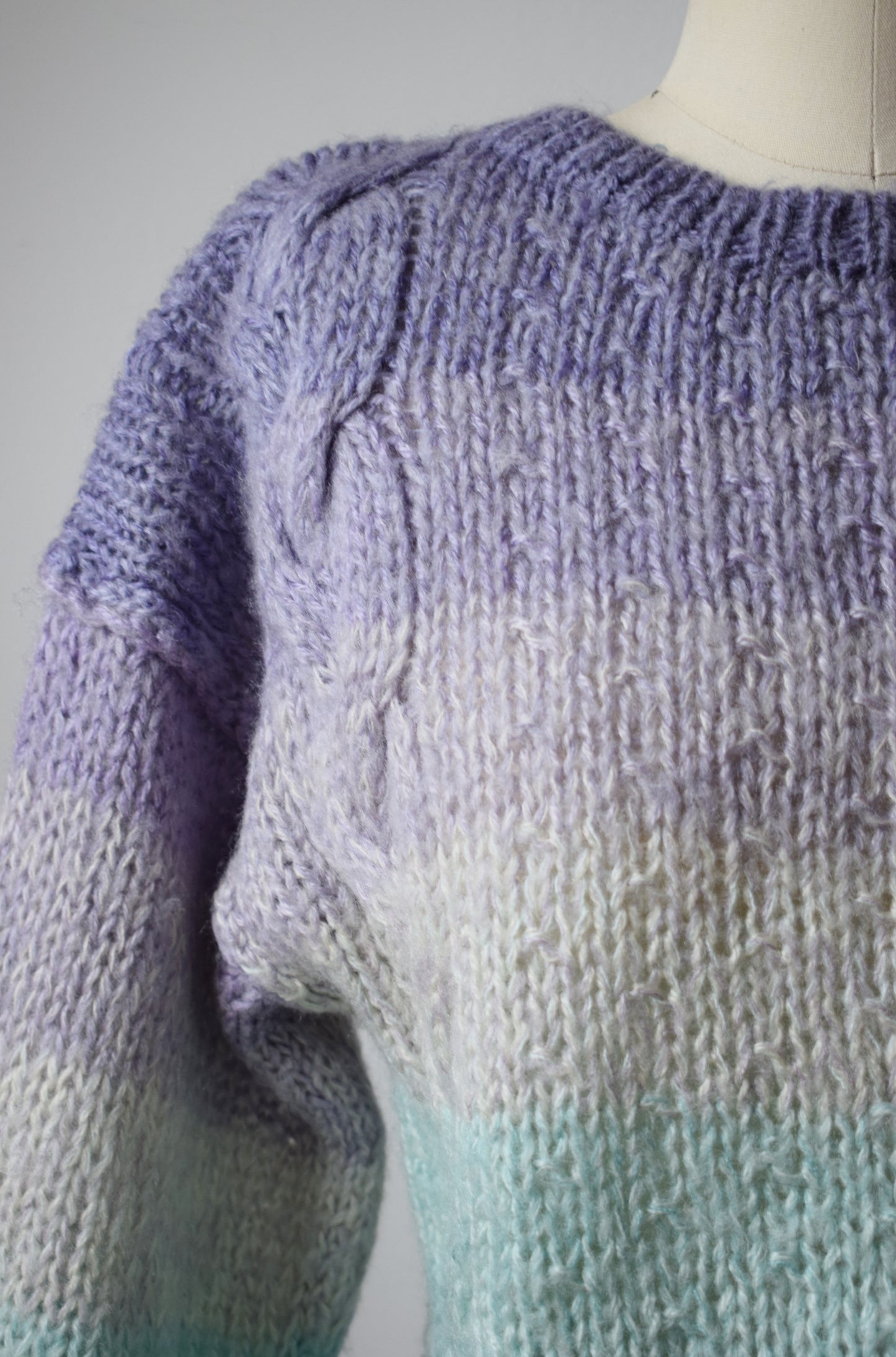 Vintage Liz Claiborne Chunky Lavender and Teal Ombre Knit | M/L