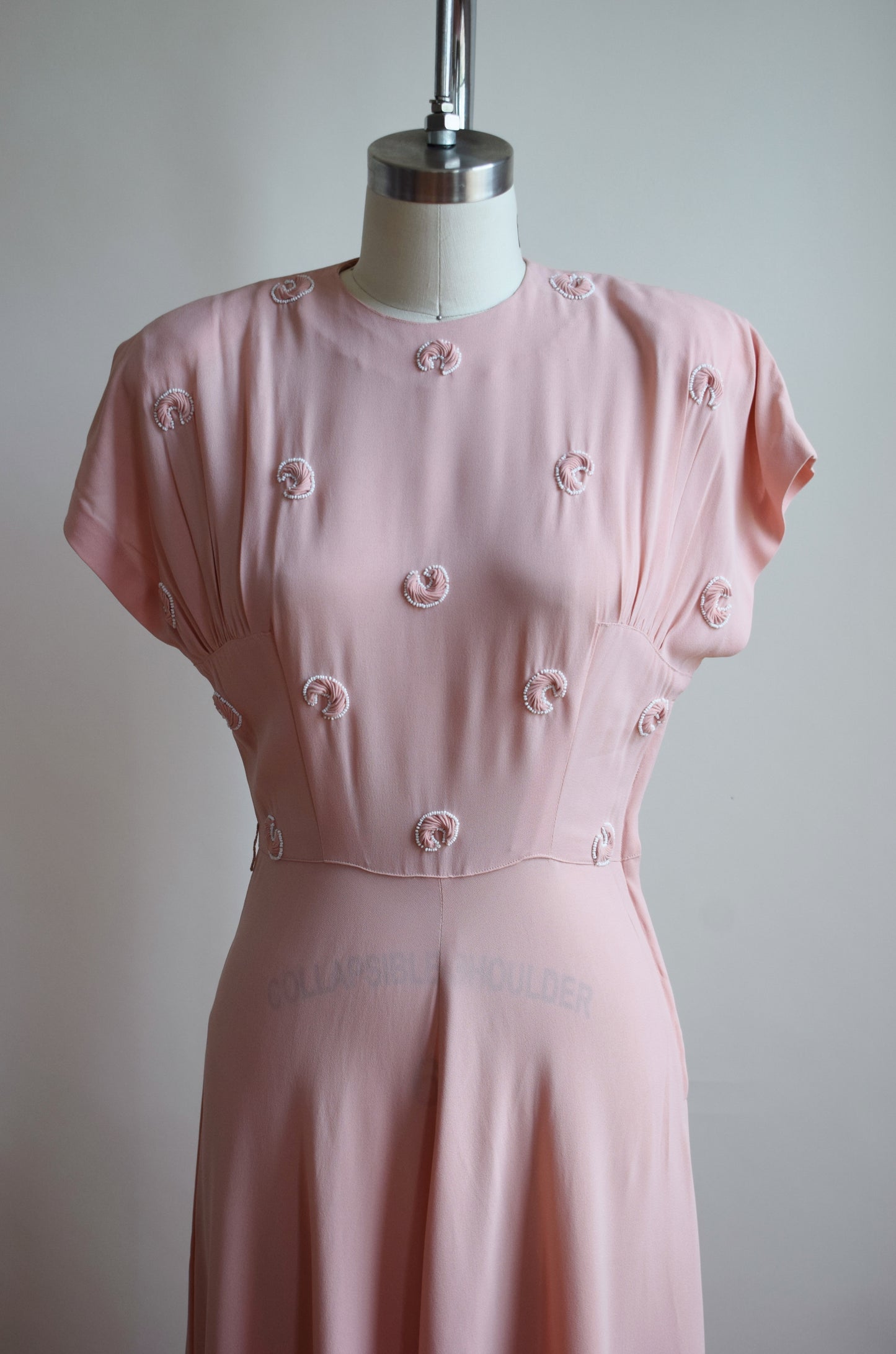 1940s Pale Pink Rayon Gown by Du Barry | S