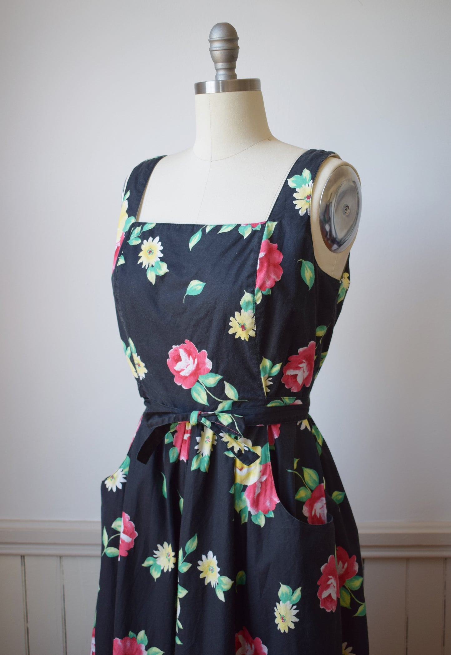 Vintage Rose Print Sun Dress | L