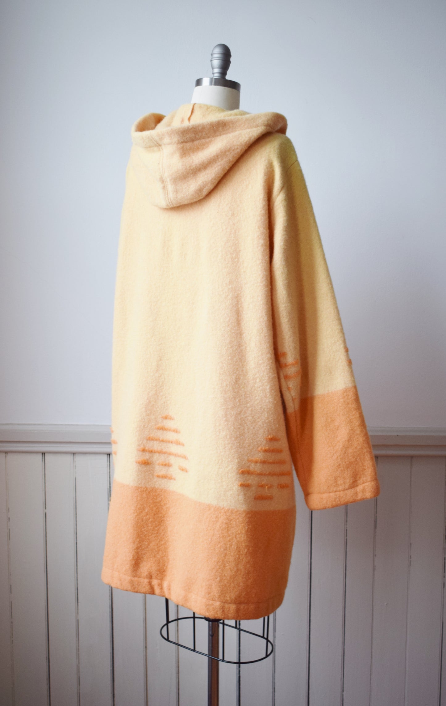 Vintage Sunshine Yellow and Orange Wool Blanket Coat | S-M