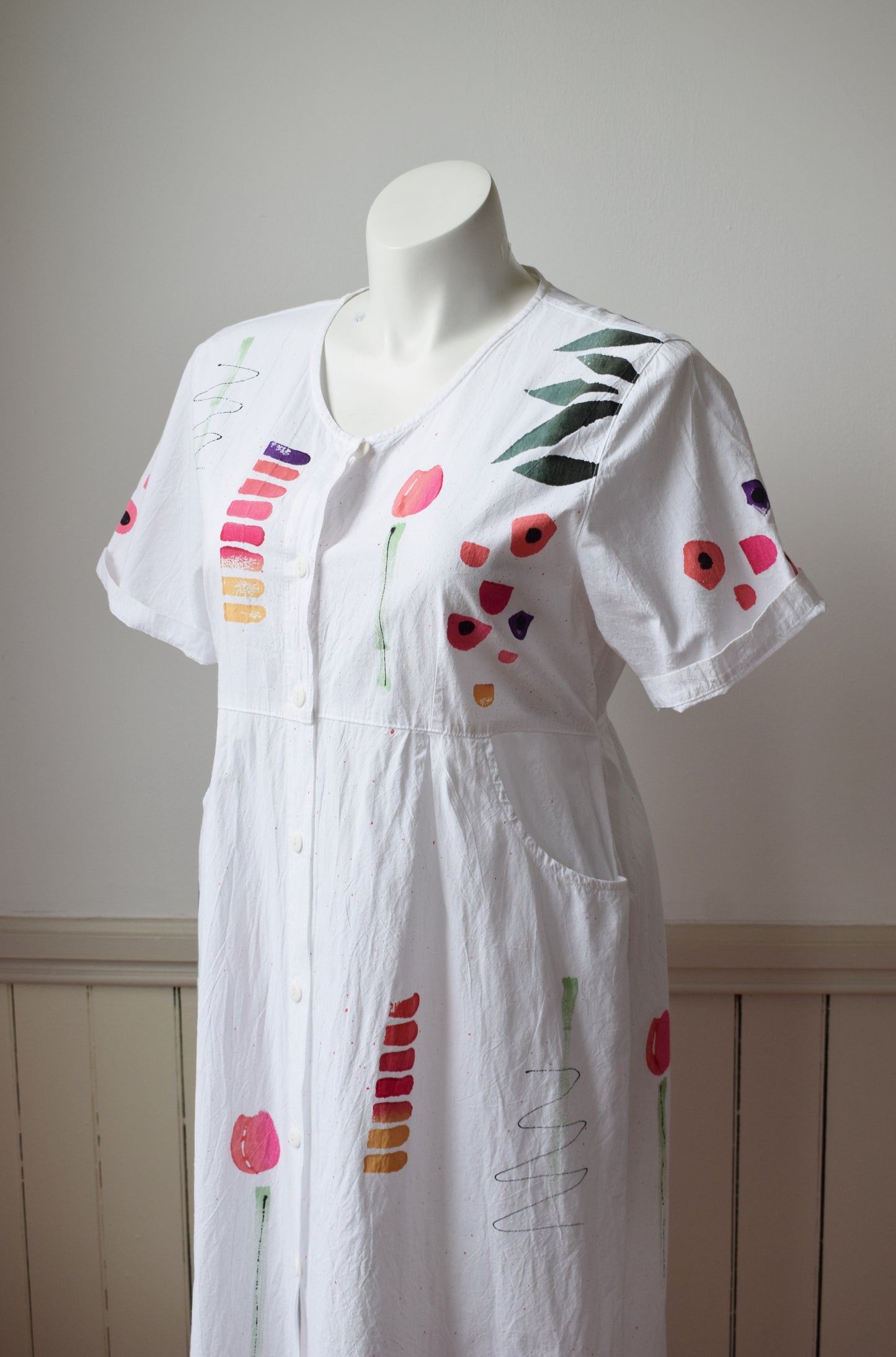 1980s Play Alegre Hand Painted Maxi Dress | L/XL