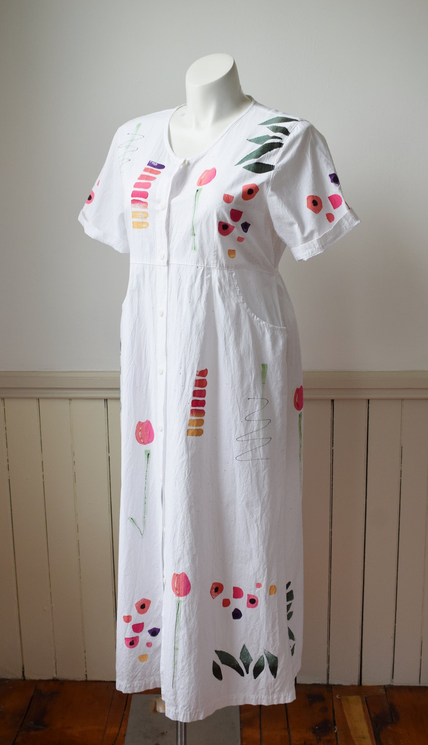 1980s Play Alegre Hand Painted Maxi Dress | L/XL