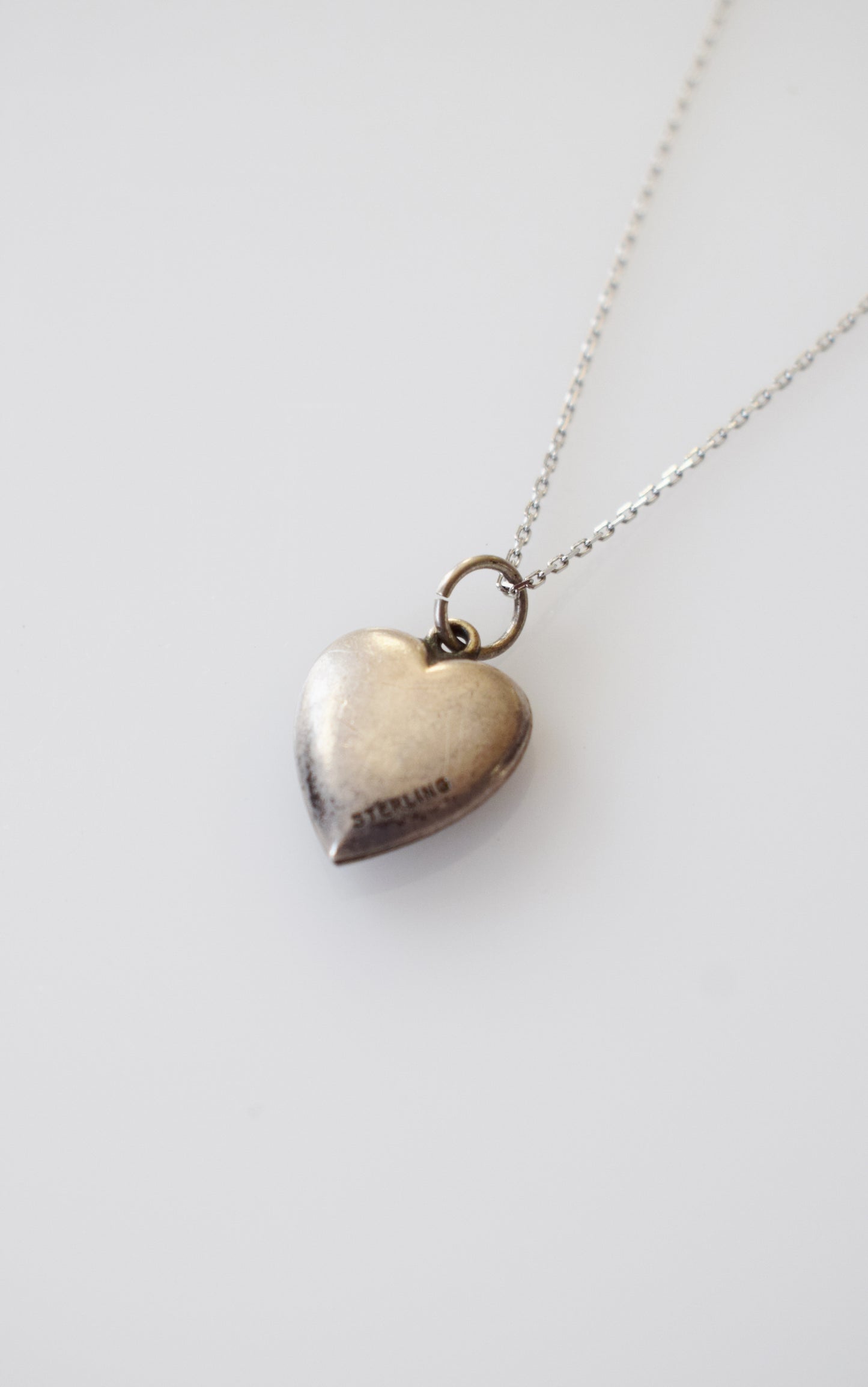 Vintage Silver Horseshoe Heart Charm Necklace