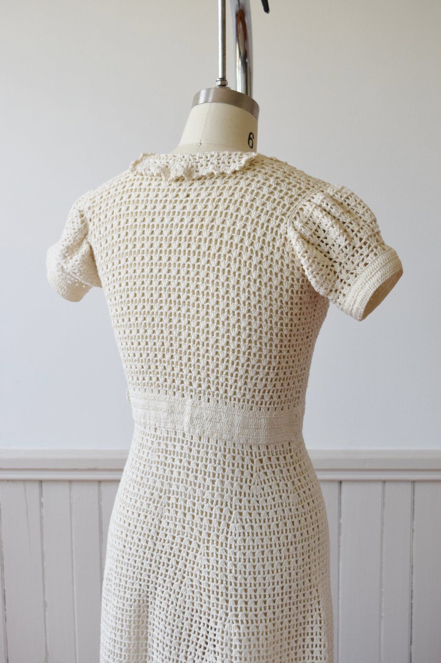 Crochet Dress Day Dress | 1930s | XS