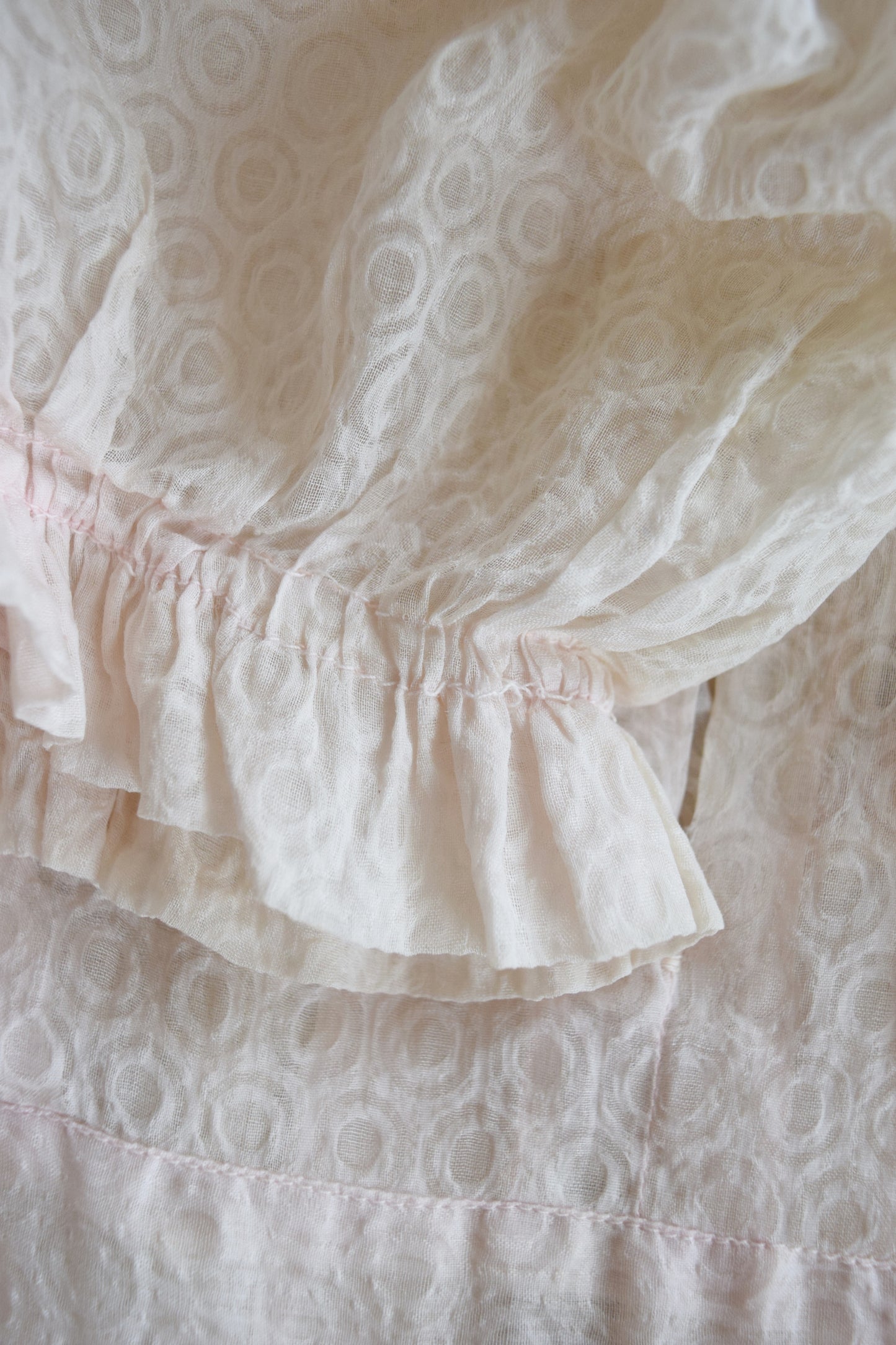 1930s Sheer Pink Cotton Seersucker Gown | 1930s Pink Dress