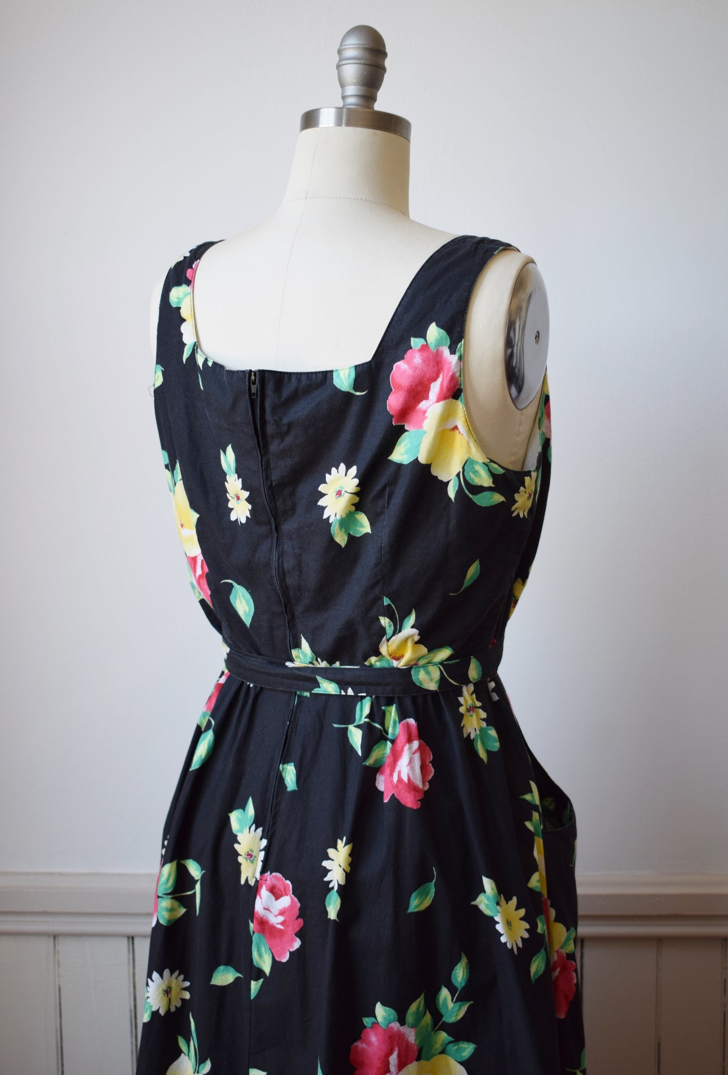 Vintage Rose Print Sun Dress | L