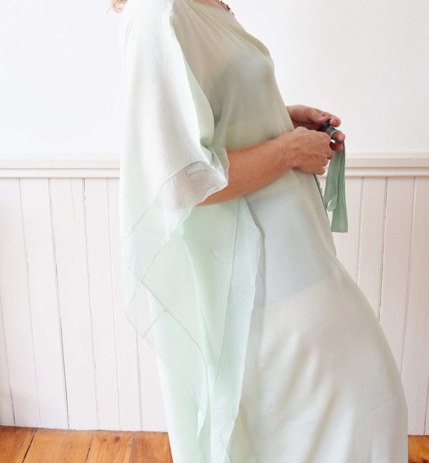 Seafoam Silk Caftan | 1920s | OS