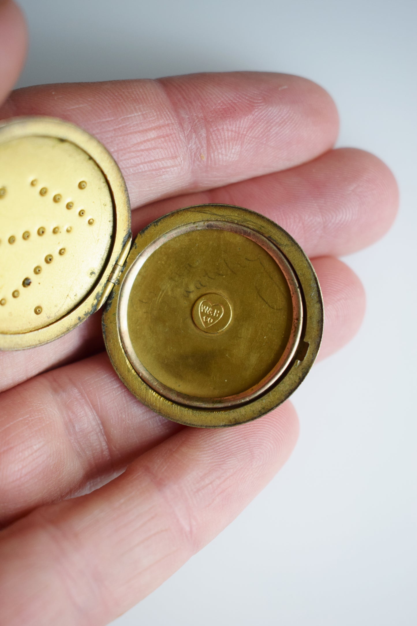 Antique Gold Locket with Art Nouveau Rhinestone Design
