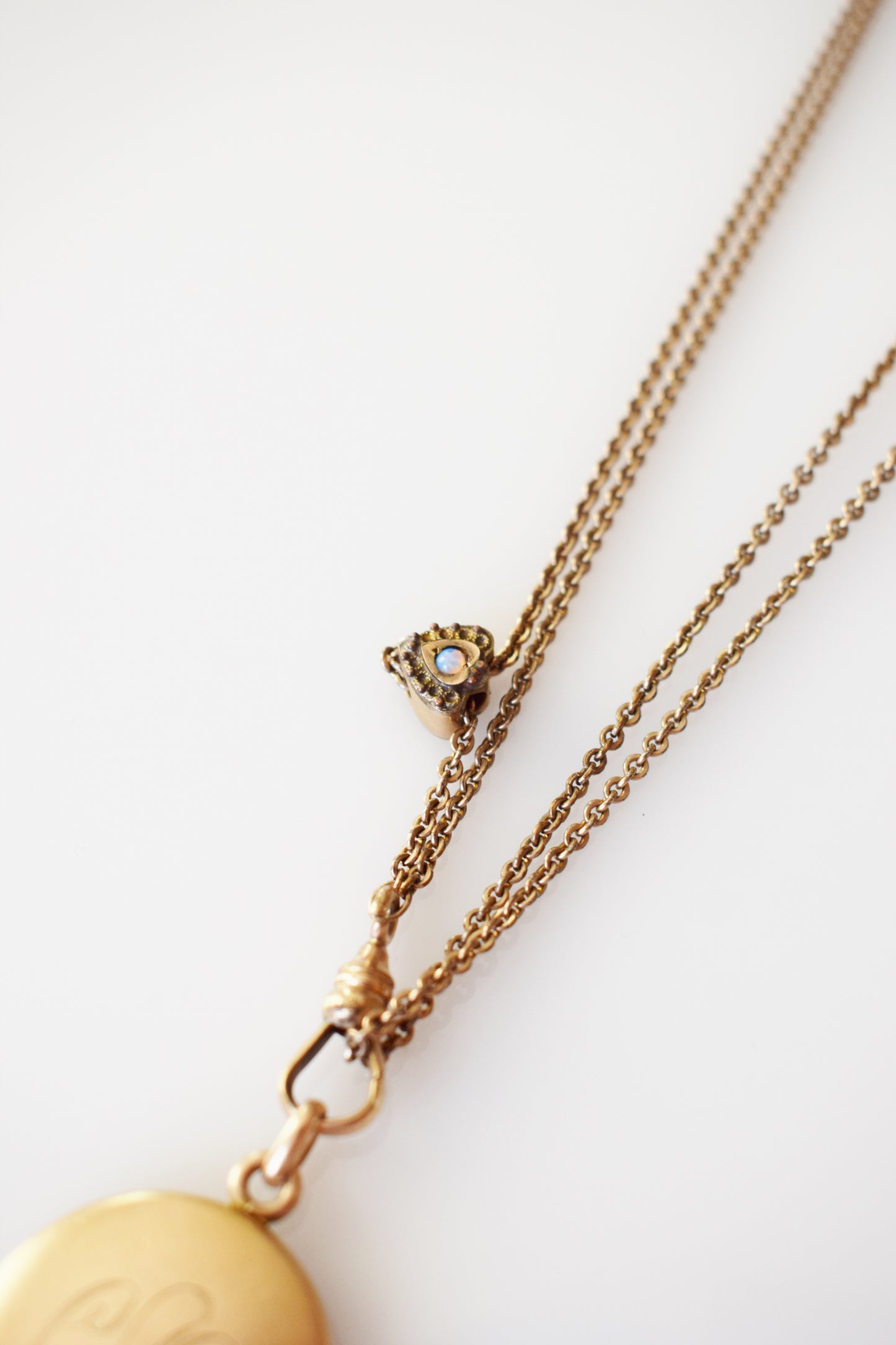 Edwardian Gold Locket with Chain and Opal-Set Slider | CAP
