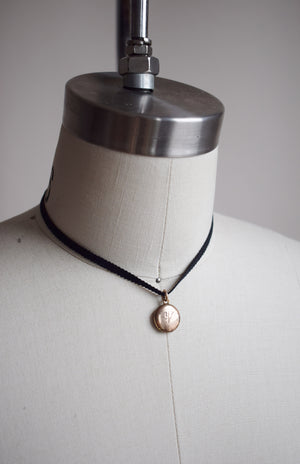 Petite Antique Gold Locket with initial V
