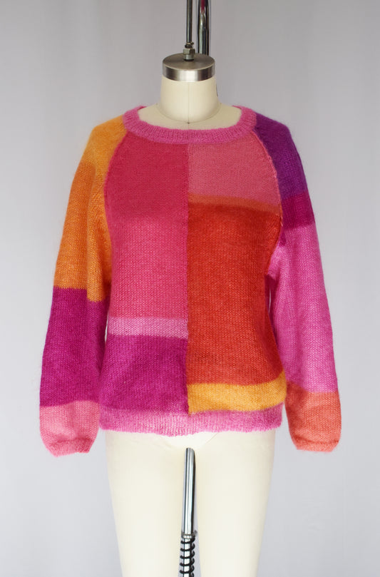 Vintage Color Block Mohair Sweater | XS/S/M