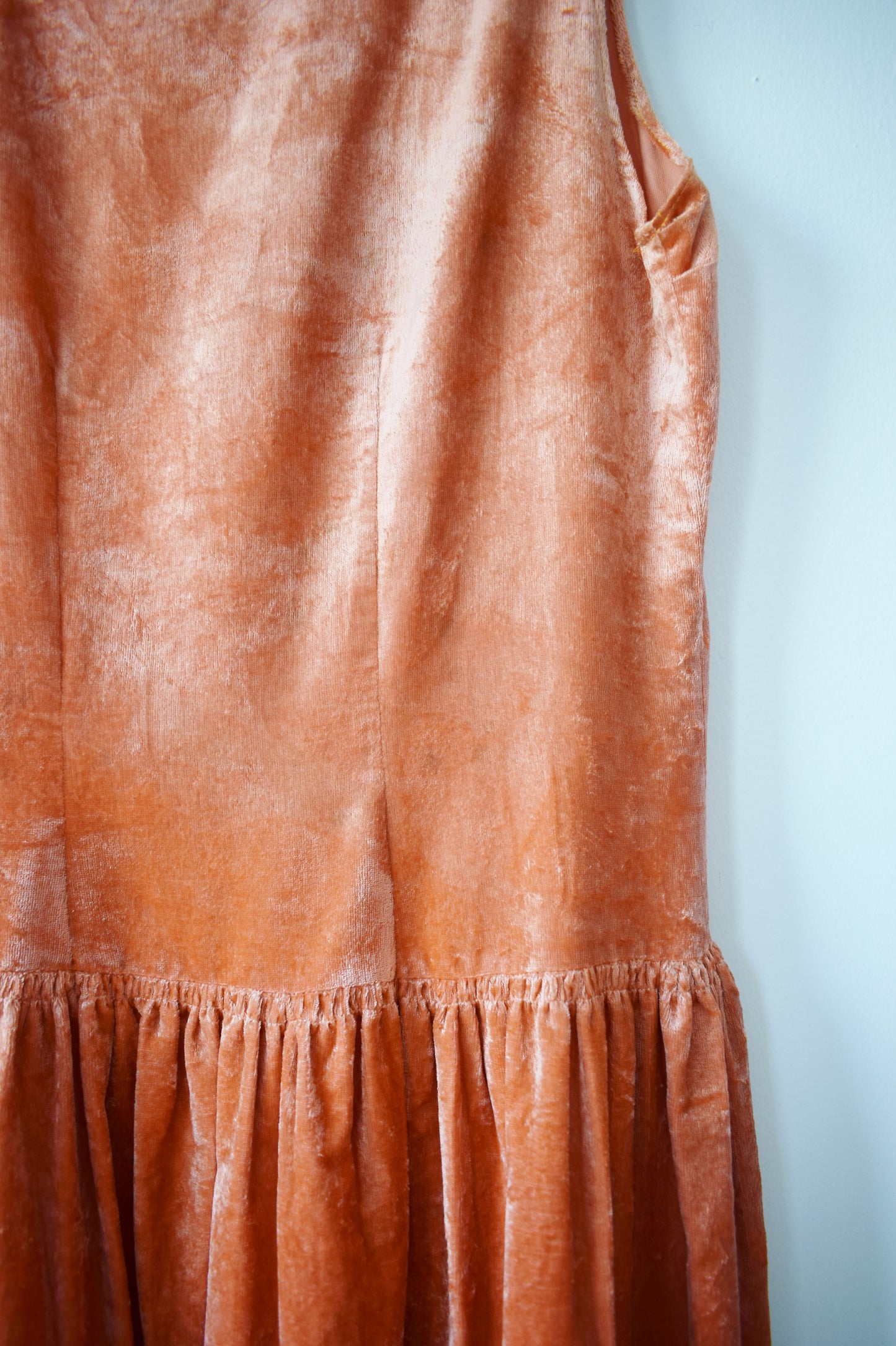 1920s Pumpkin/Peach Velvet Fairy Dress |  XXS/XSP