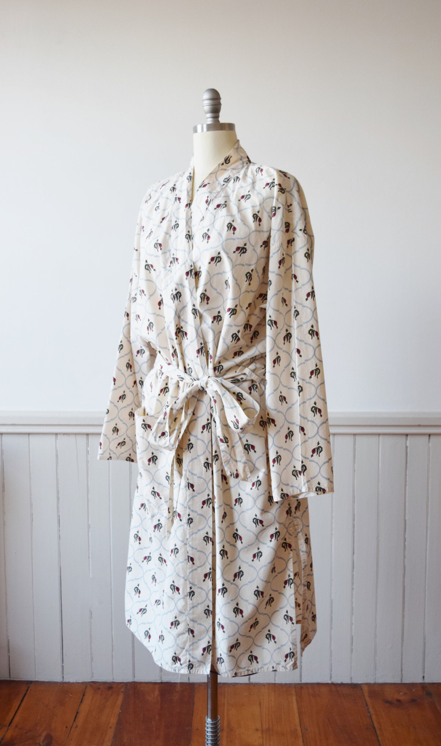Wilted Rose Print Cotton Wrapper | Robe | Duster