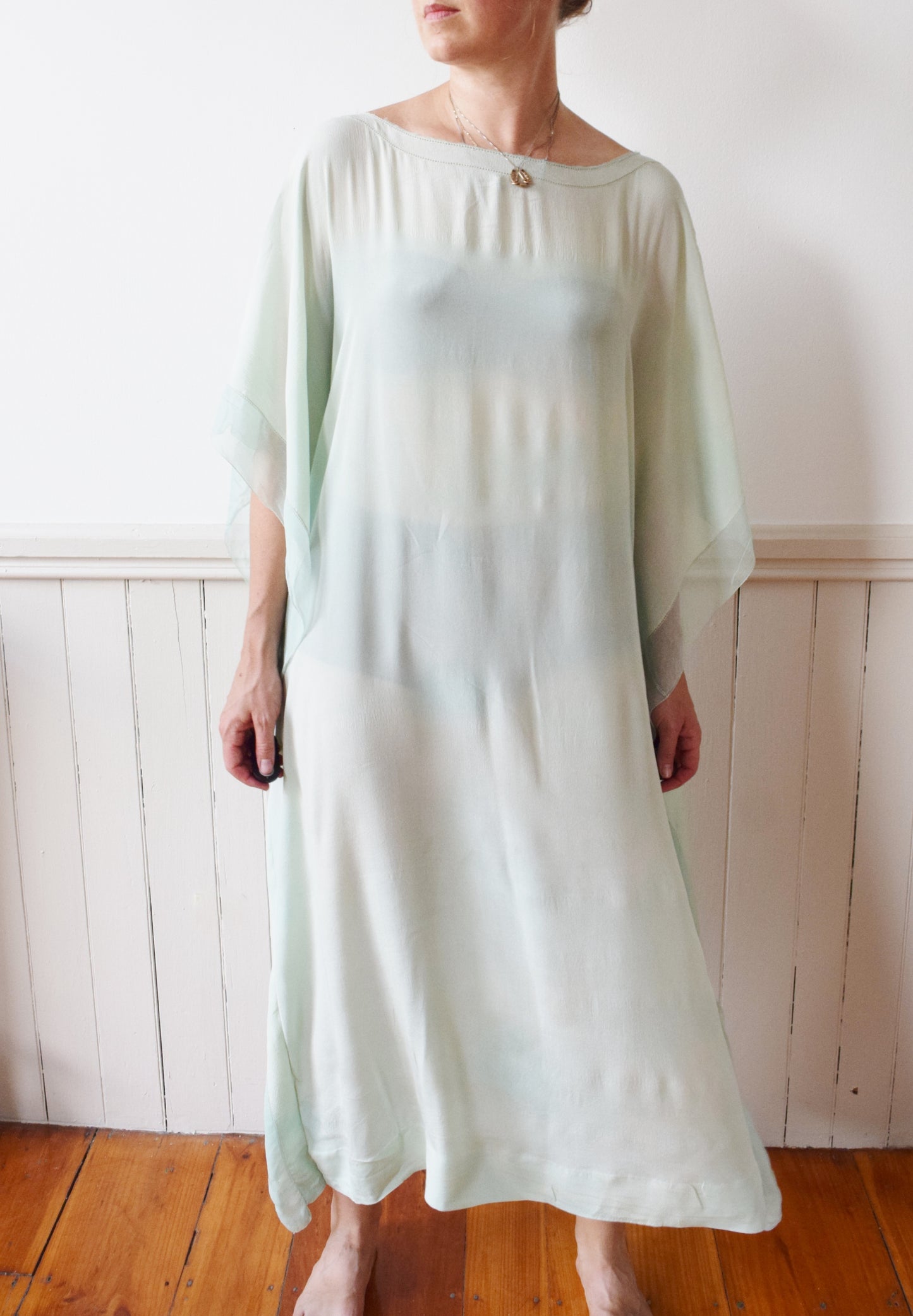 Seafoam Silk Caftan | 1920s | OS