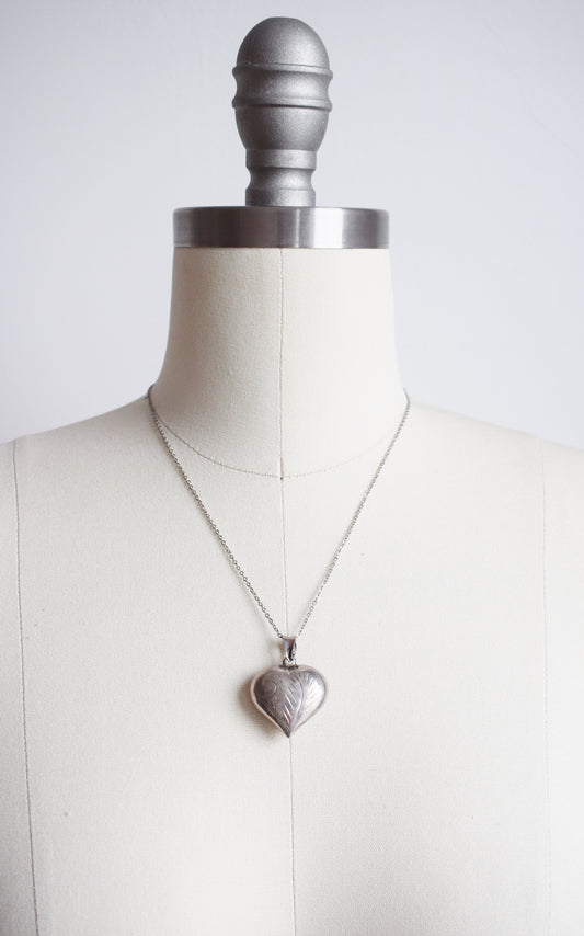 Vintage Sterling Silver Puffy Heart Pendant