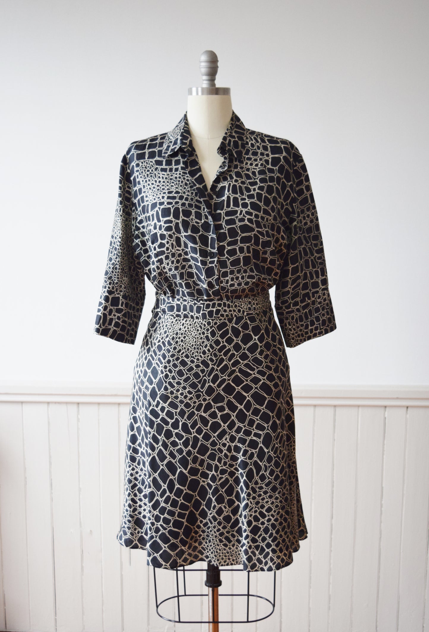 Les Copains Silk Dress Set | 1990s Vintage Les Copains Blouse and Skirt | L