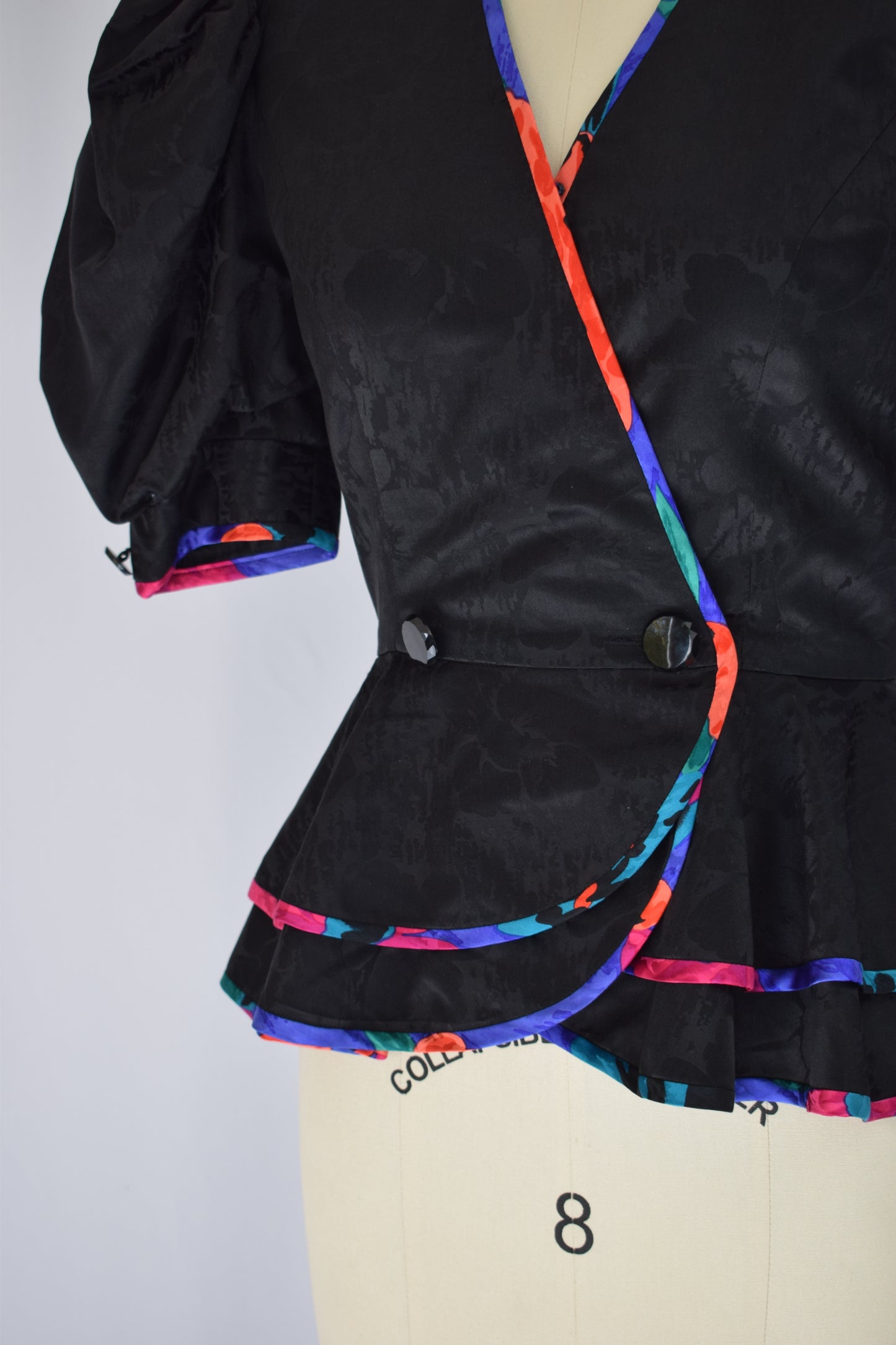 Vintage Silk Jacquard Balloon Sleeve Jacket | XS/S