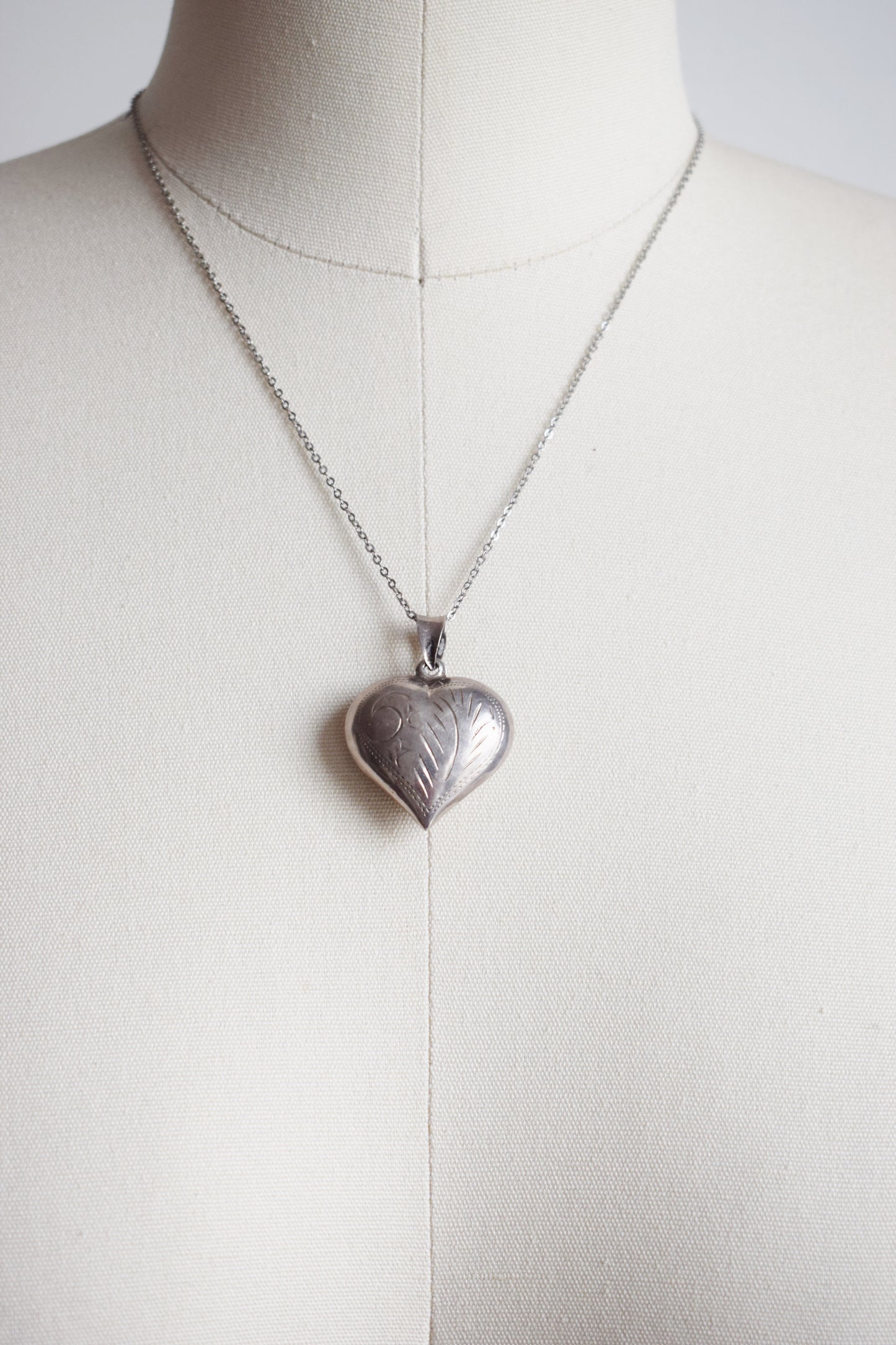 Vintage Sterling Silver Puffy Heart Pendant