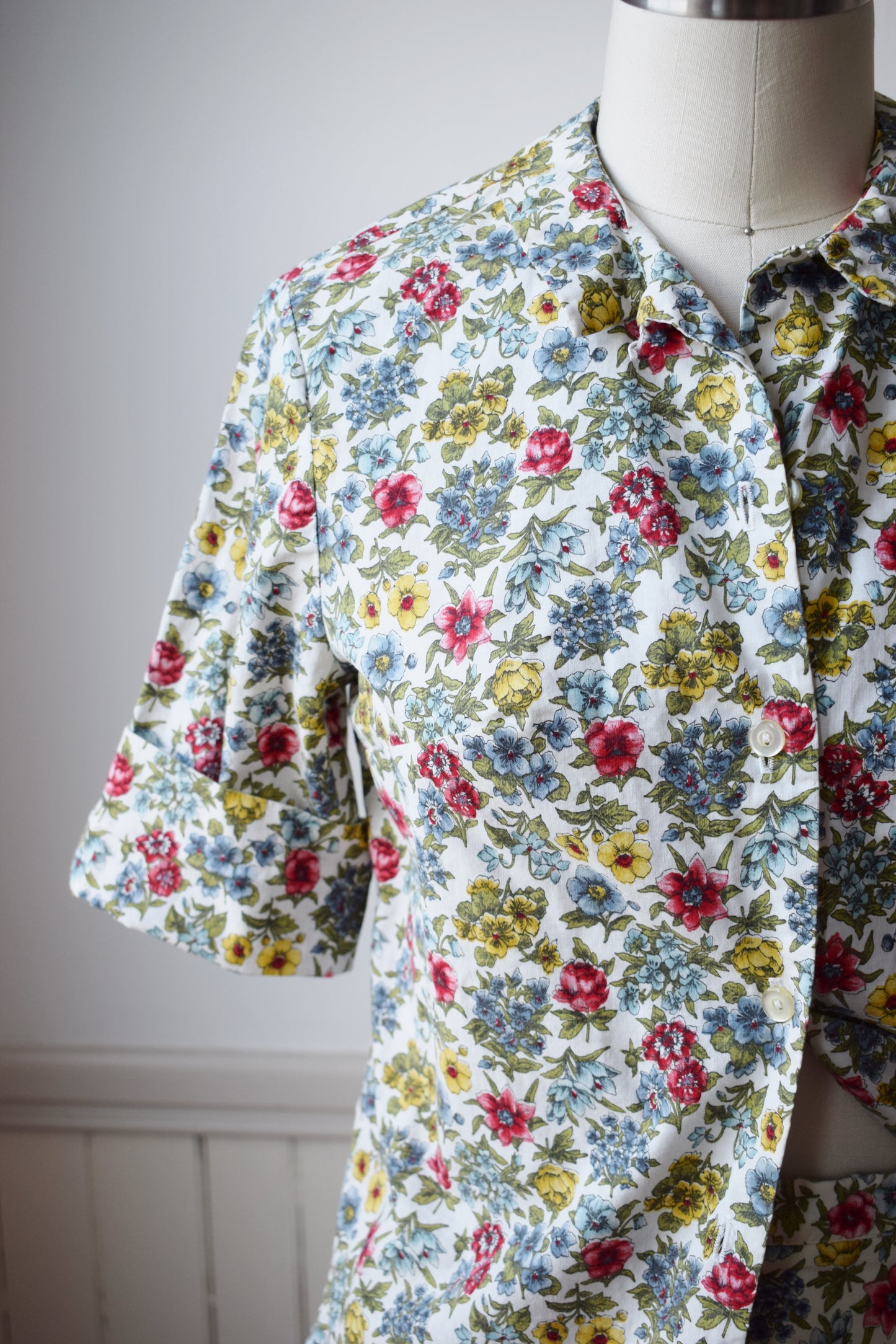 1960s Cotton Floral Shorts Set | S