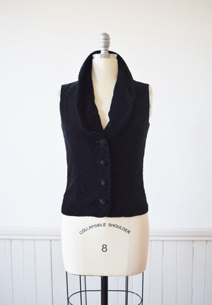 Black Velveteen Edwardiana Vest | M