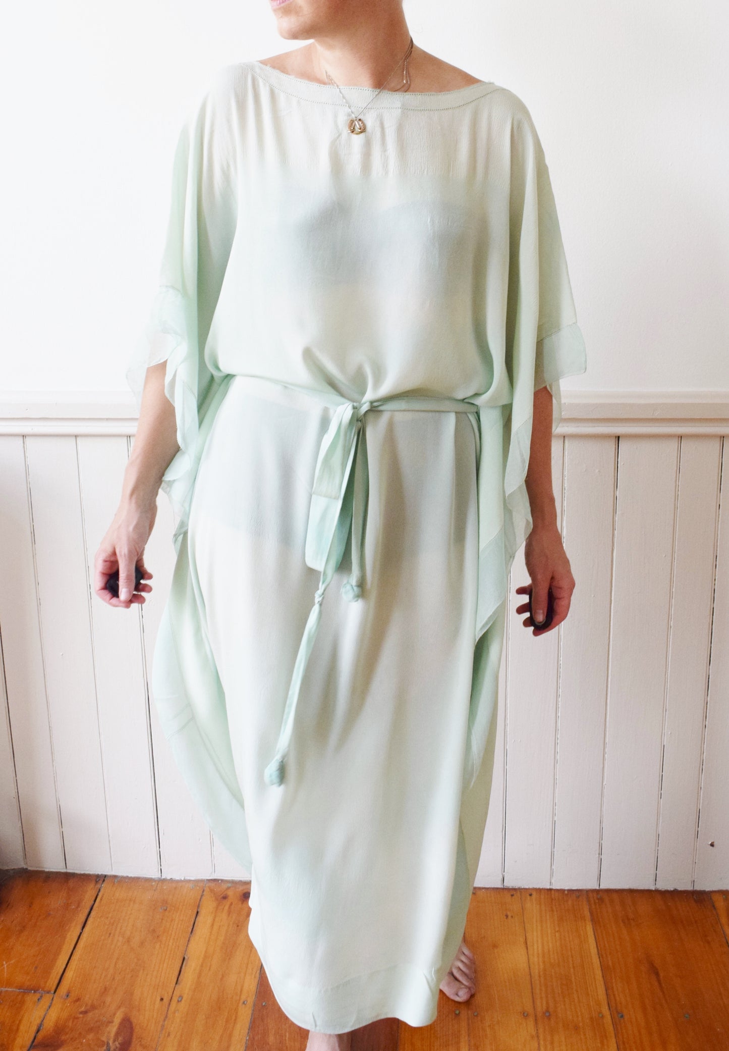 Seafoam Silk Caftan | 1920s | OS