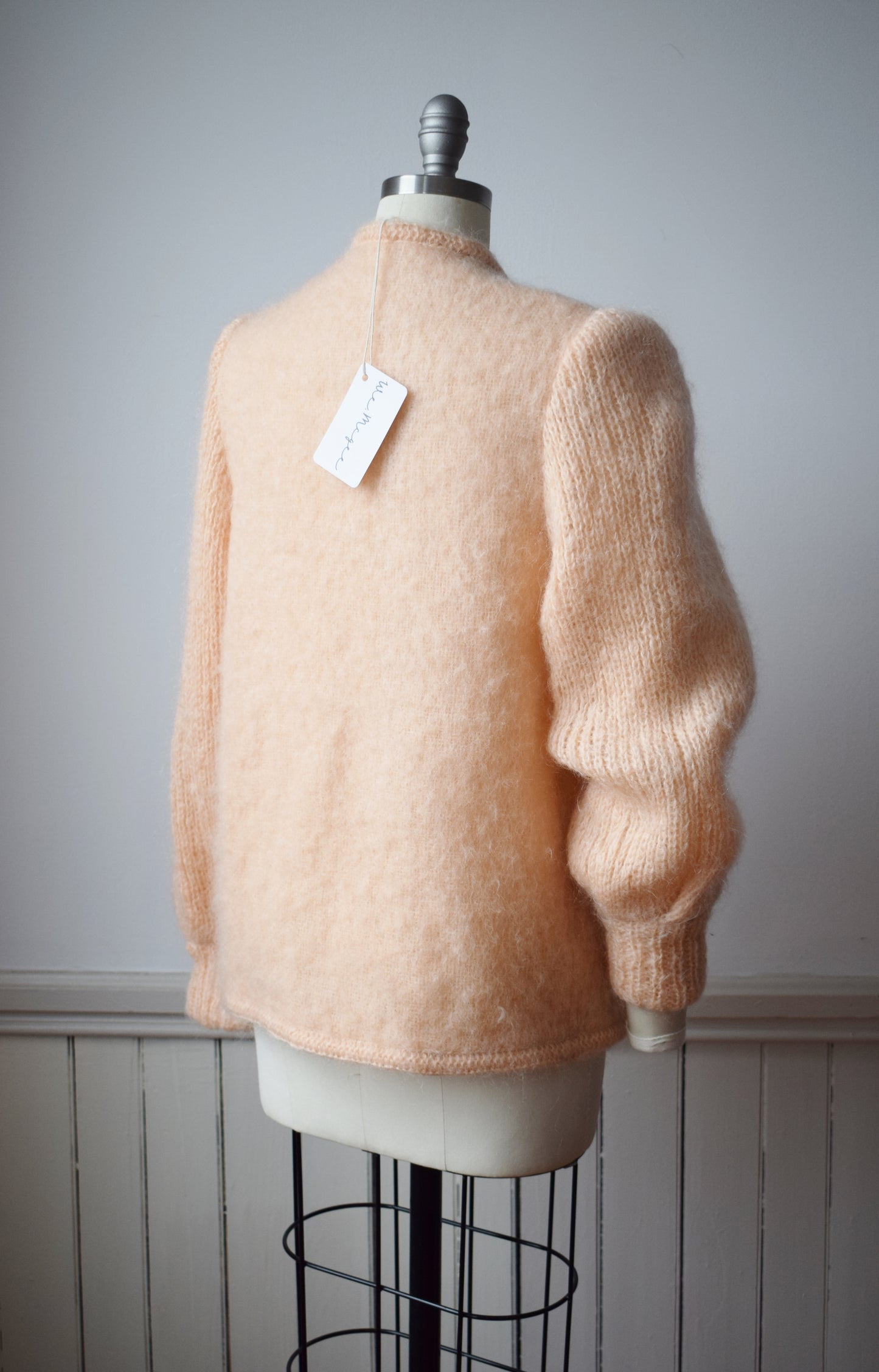 1980s Fuzzy Peach Mohair Knit Jacket | S-M