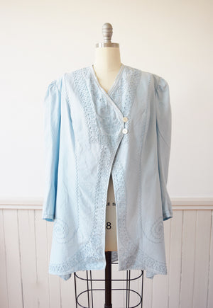 Edwardian Pale Blue Cotton Walking Jacket | M-L