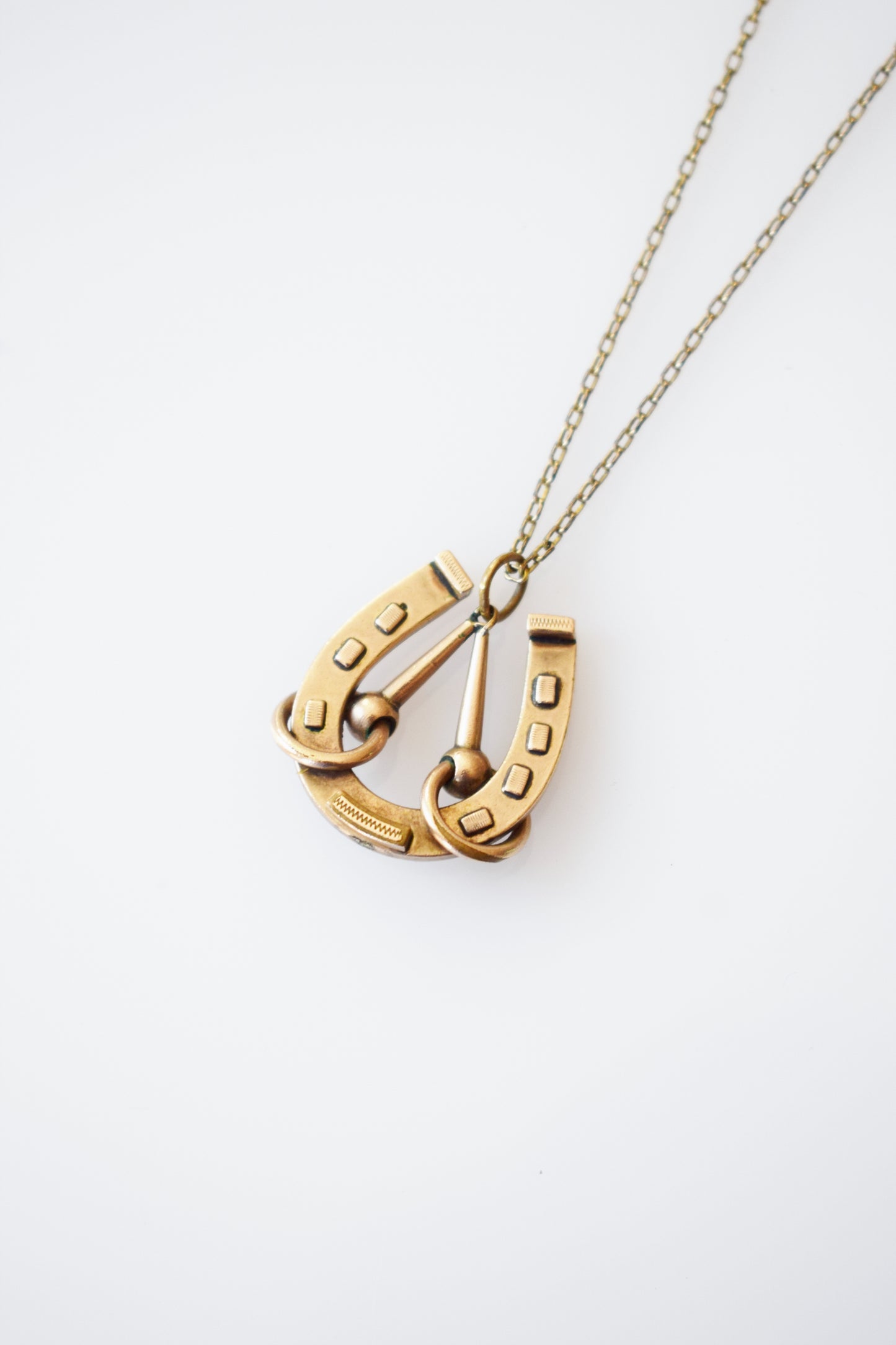 Vintage Lucky Horseshoe Gold Pendant Necklace