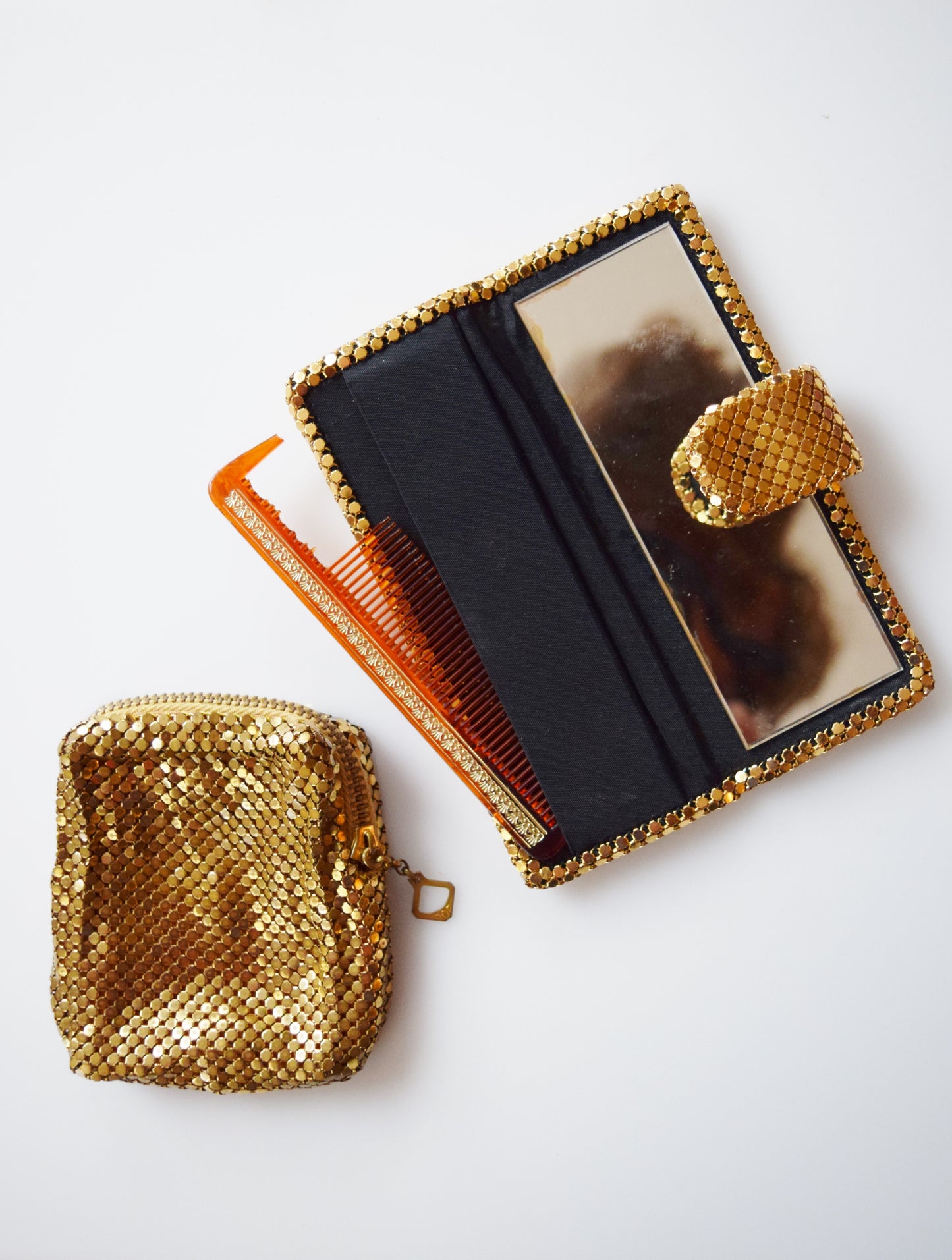 1940s/50s Gold Mesh Compact Mirror and Coin Purse