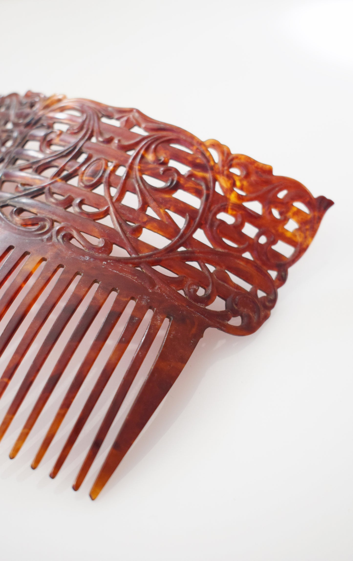 Large Antique Carved Celluloid Haircomb