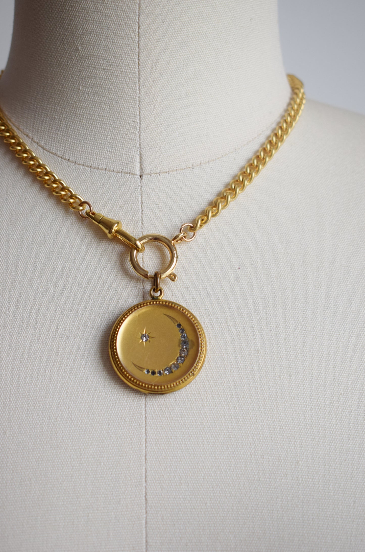 Antique Crescent Moon and Star Locket
