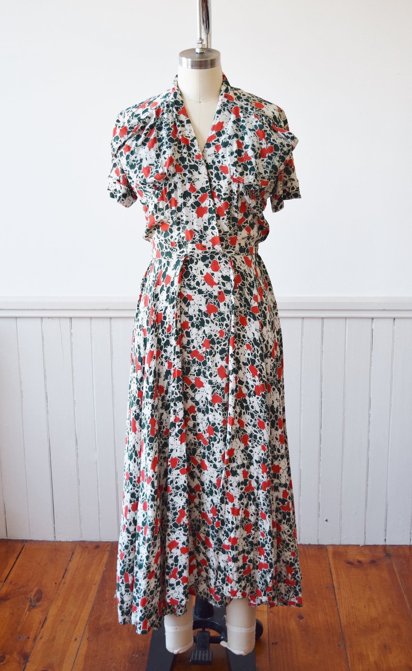 Late 1940s Geode Print Dress | XS/T