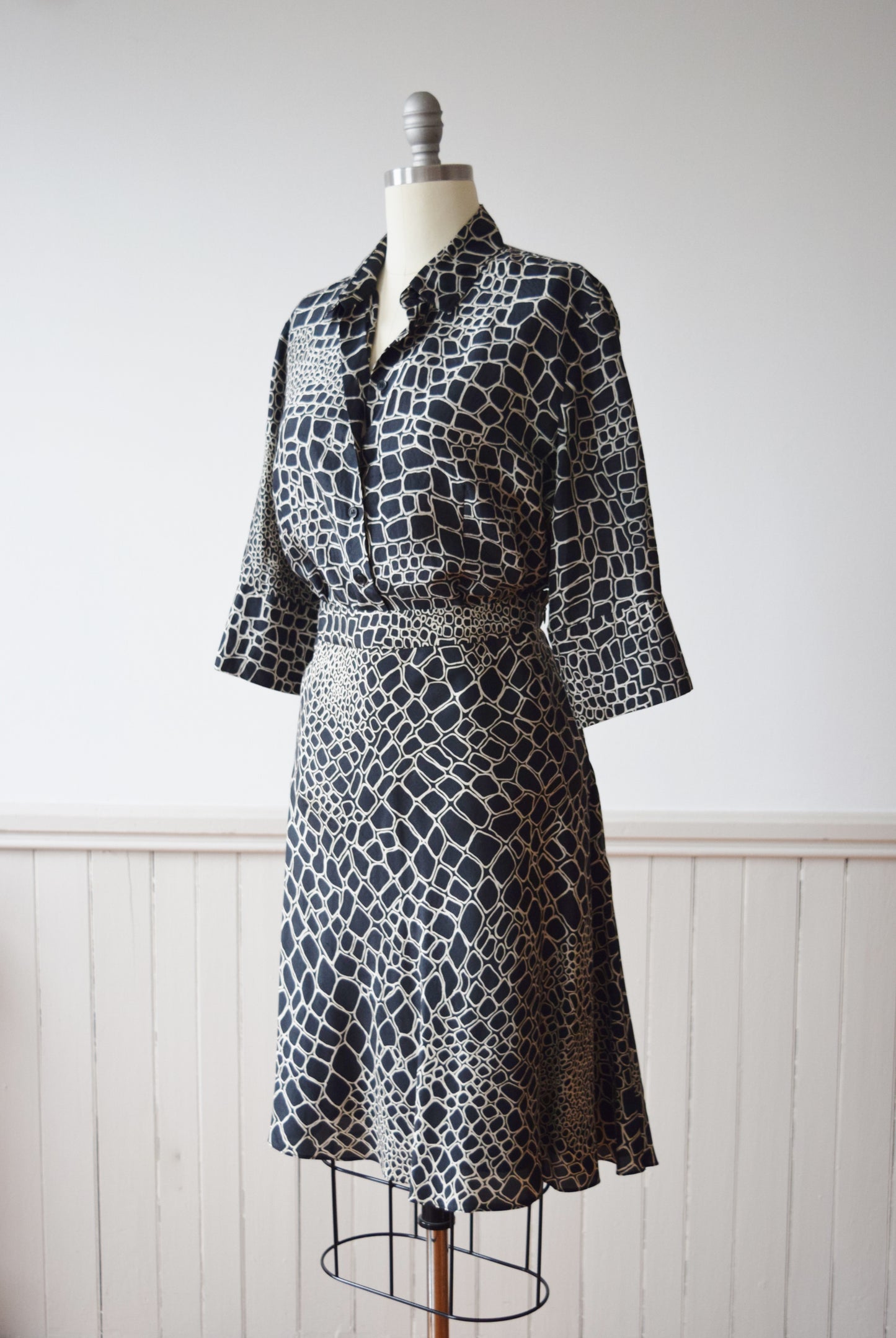 Les Copains Silk Dress Set | 1990s Vintage Les Copains Blouse and Skirt | L