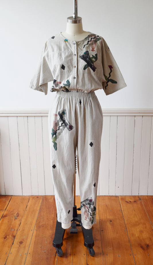 Hand Painted Play + Jump Suit by Alegre | 1980s | S/M