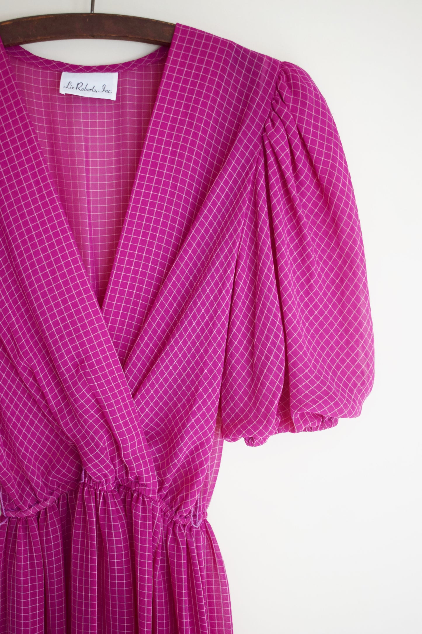 Vintage Magenta Balloon Sleeve Dress