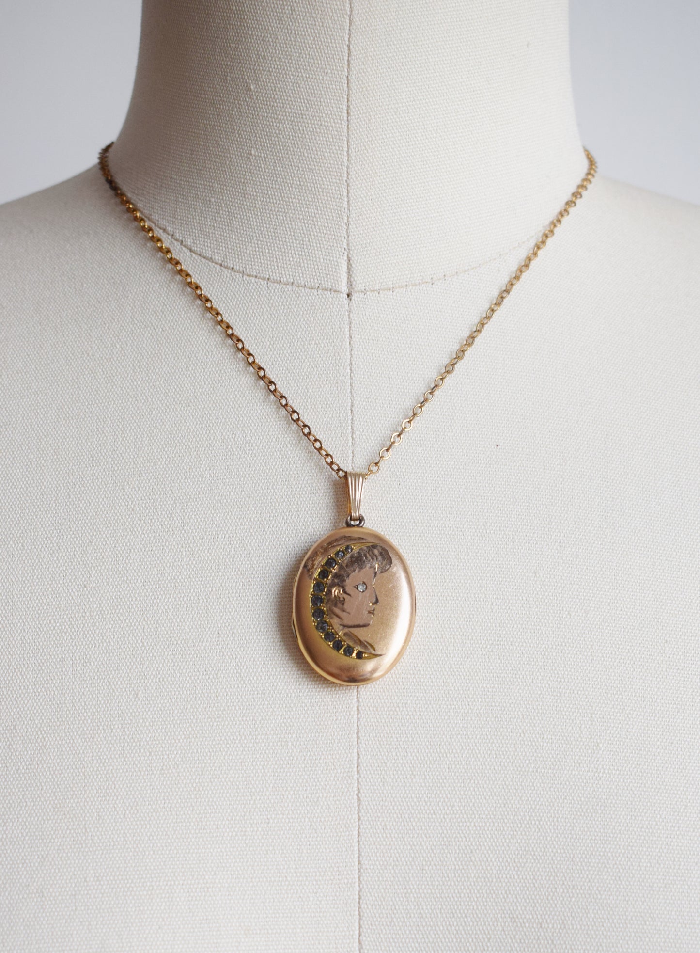 Antique Lady in the Moon Locket