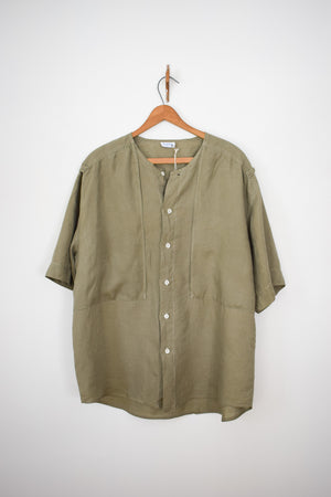 Byblos Olive Green Linen Top | L