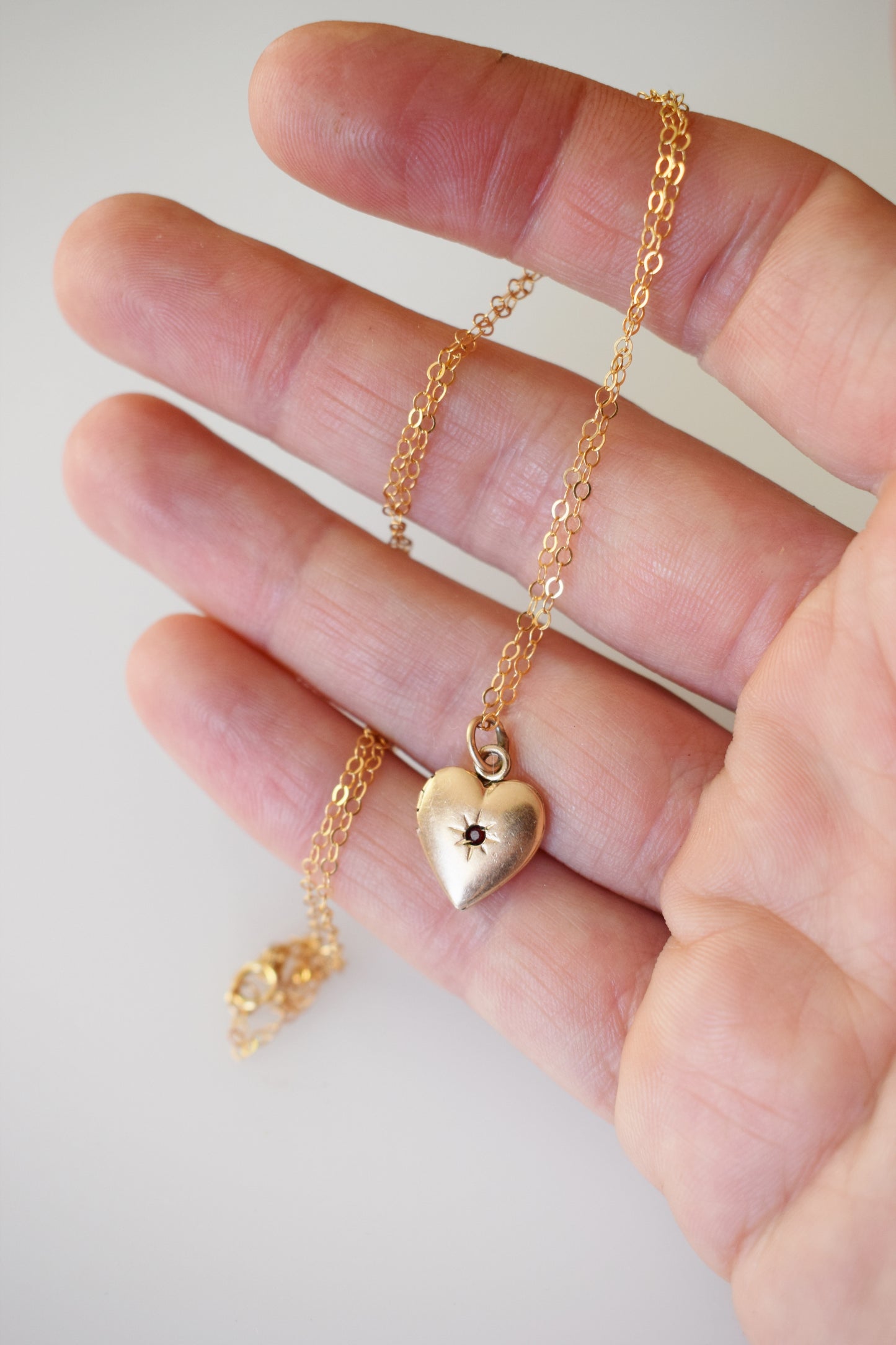 Petite 12kt Gold-Fill Heart Locket | Garnet