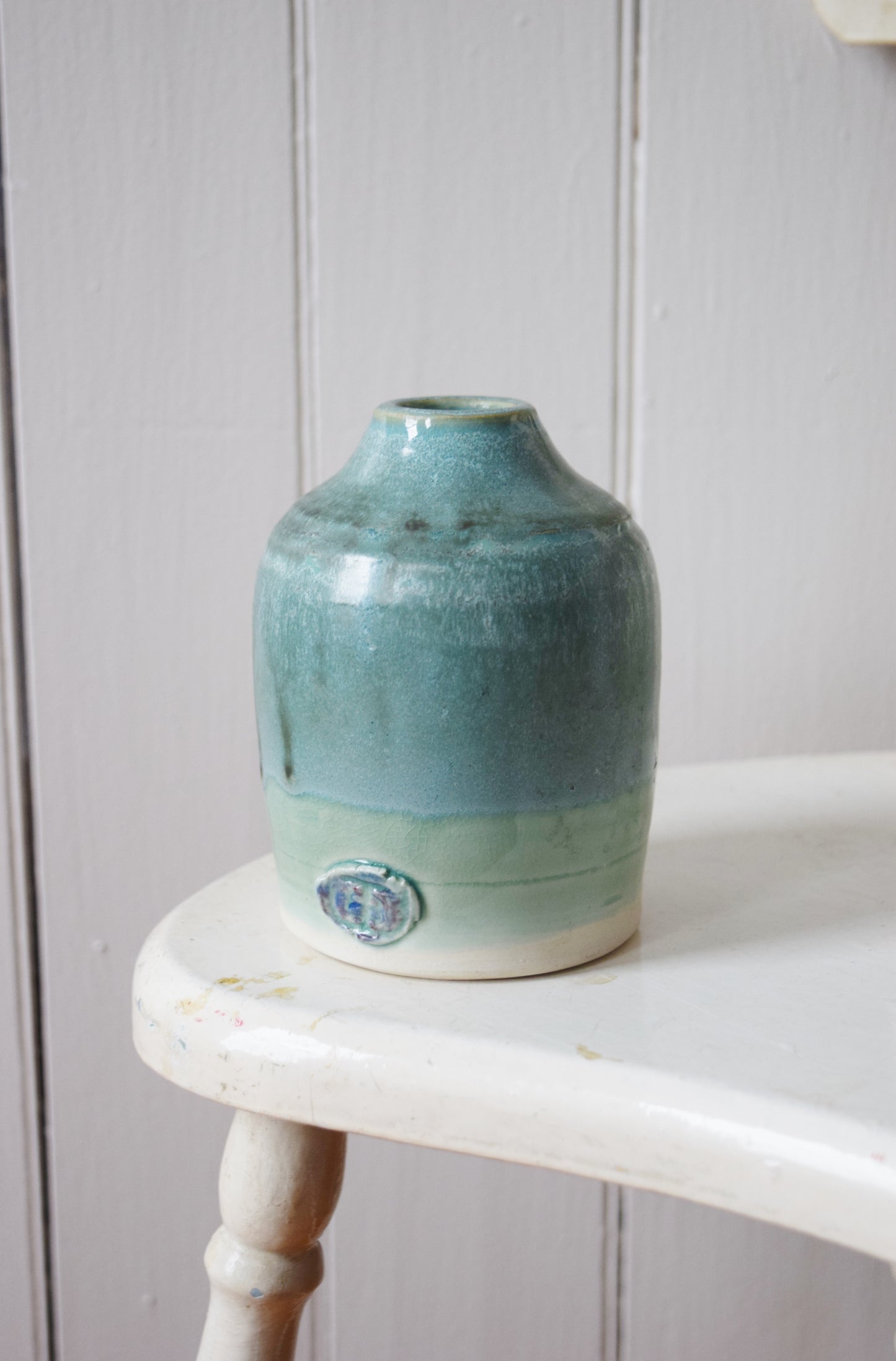 Turquoise Glazed Studio Ceramic Vase