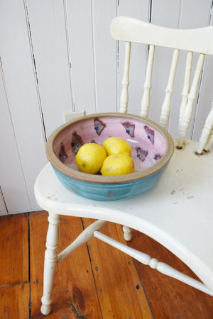 Funky Glazed Stoneware Fruit or Anything Dish | Artist Signed
