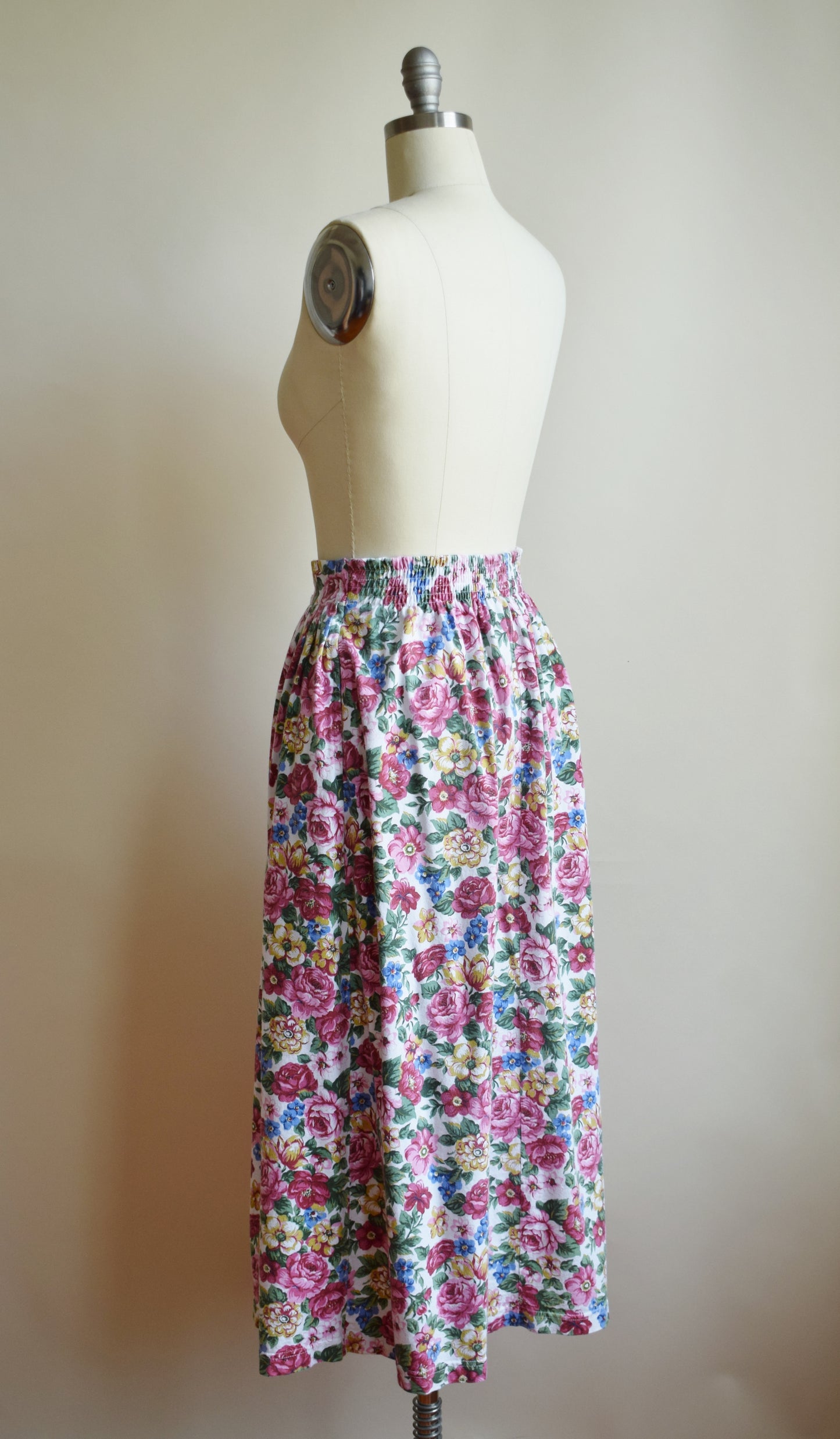 Vintage Floral Button Front Midi Skirt | S/M
