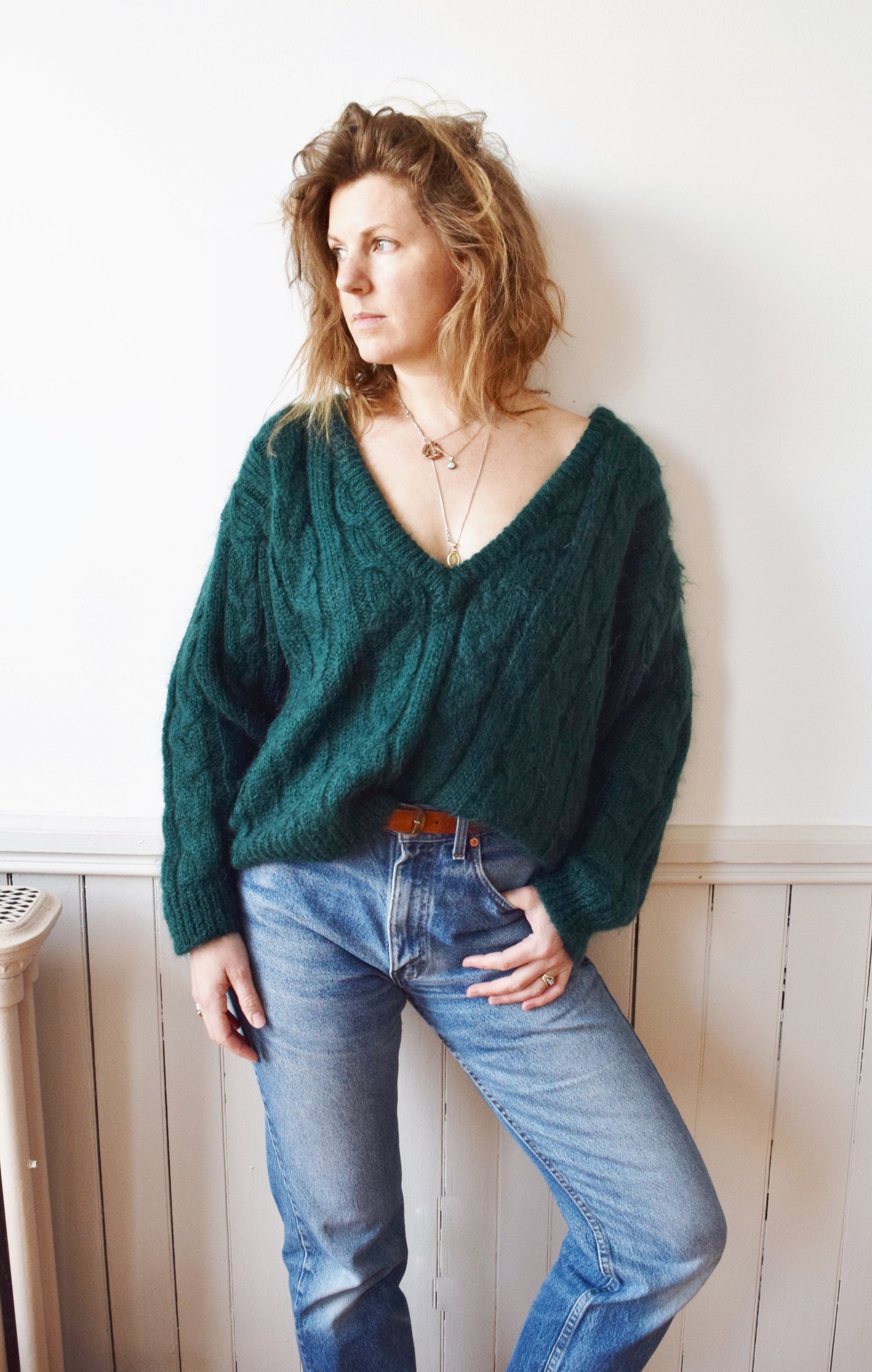 1980s Emerald Green Mohair Sweater | M/L