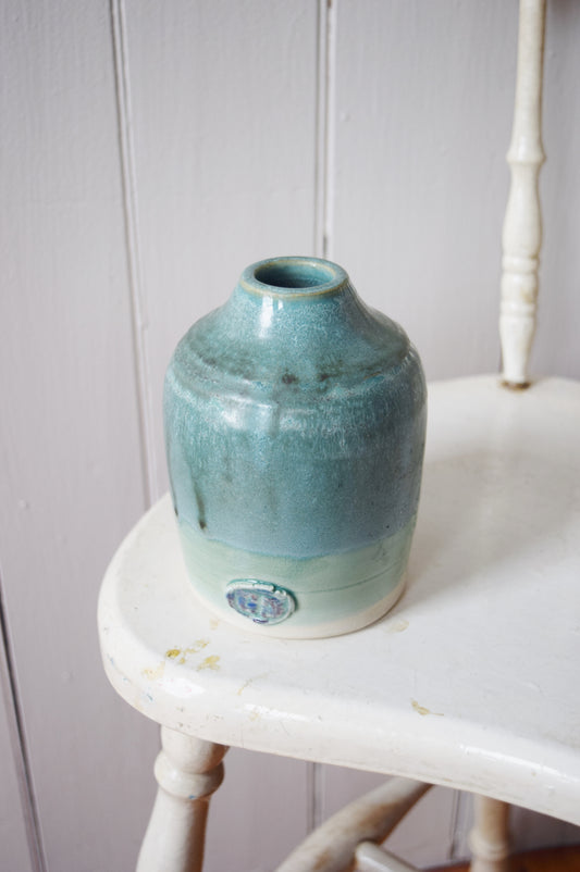 Turquoise Glazed Studio Ceramic Vase
