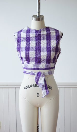 Gingham Wrap Top | 1970s | S/M/L