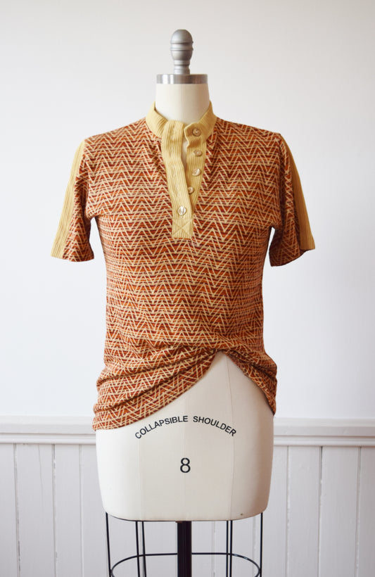 1970s Chevron Knit Shirt | M/L