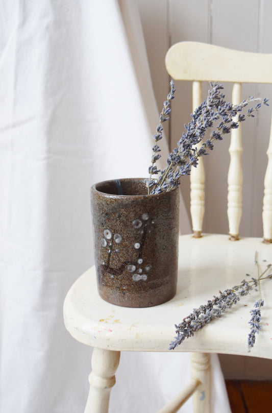 Vintage Glazed Stoneware Brush Cup