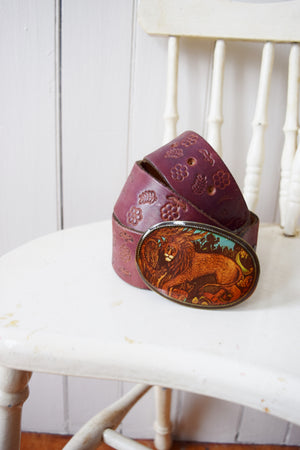 Astrology LEO Embossed Belt | 1970s | 36-42"